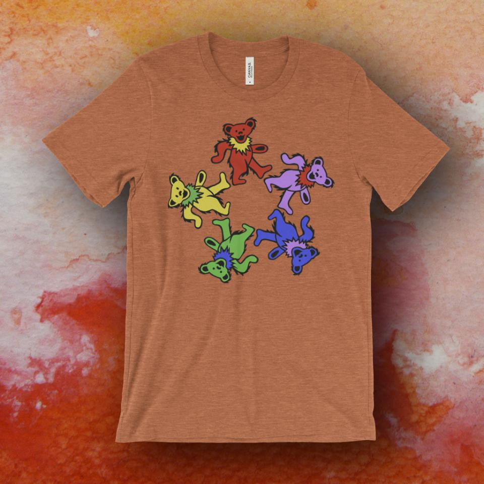 Grateful Dead Inspired Dancing Bears Screen Printed T-Shirt